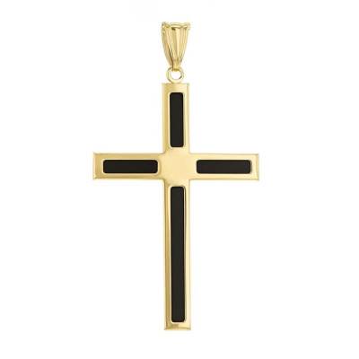 375 Yellow Gold & Onyx Cross - Vandona