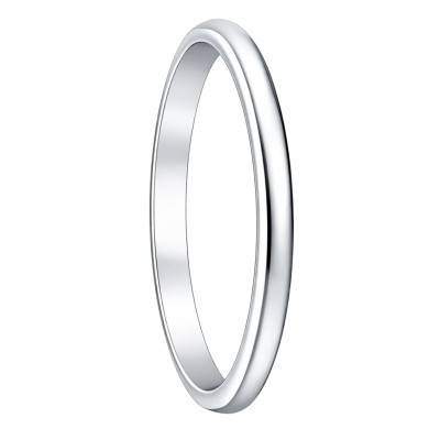 Palladium Standard Half-Round Wedding Ring, 2 mm Width - Fair'Belle