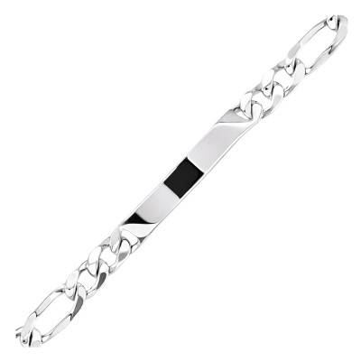 Silver Alternating Oval Link Chain ID Bracelet, Length 17 cm to 22 cm - Emanessence