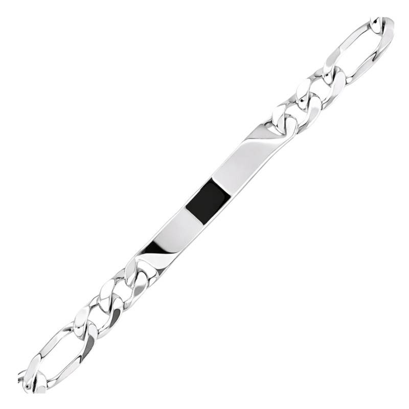 Gourmette Identité Maille Cheval Alternée en Argent, Longueur de 17 cm à 22 cm - Emanessence
