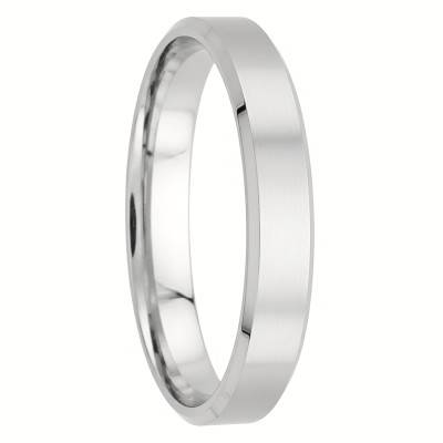 Berlioz 950 Palladium Beveled Ribbon Wedding Ring 4 mm - Fair'Belle