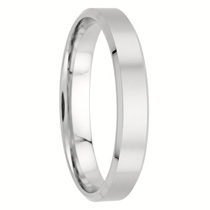 Berlioz 950 Palladium Beveled Ribbon Wedding Ring 4 mm - Fair'Belle