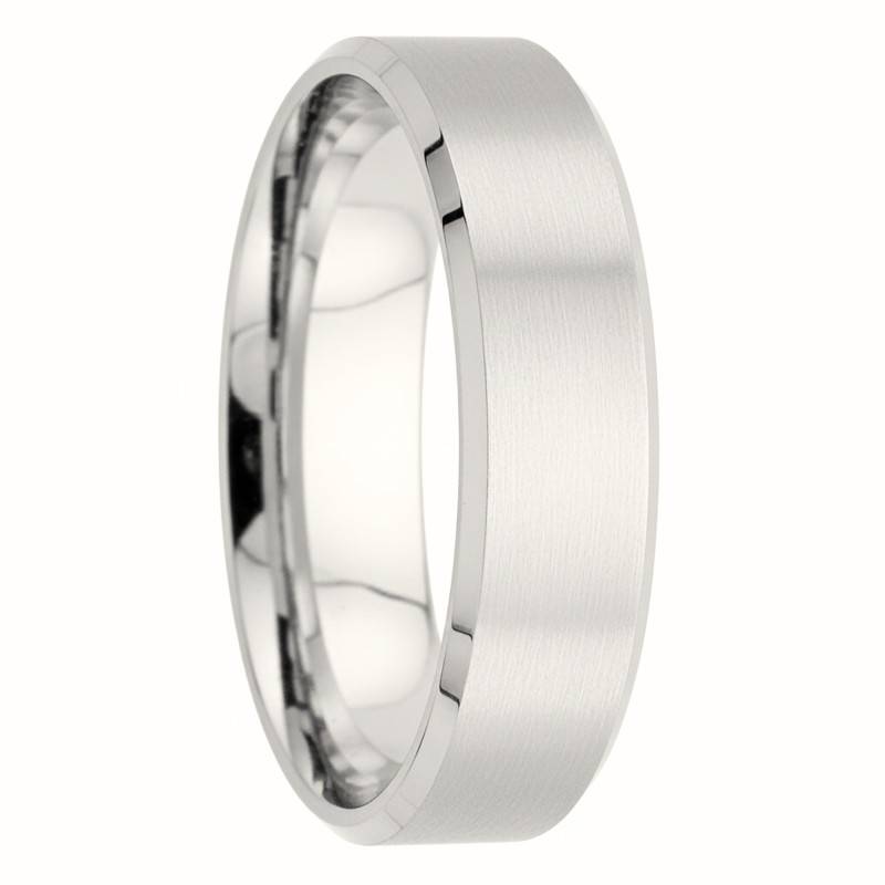 950 Palladium Beveled Ribbon Standard Wedding Ring Berlioz, Width 5 mm - Fair'Belle