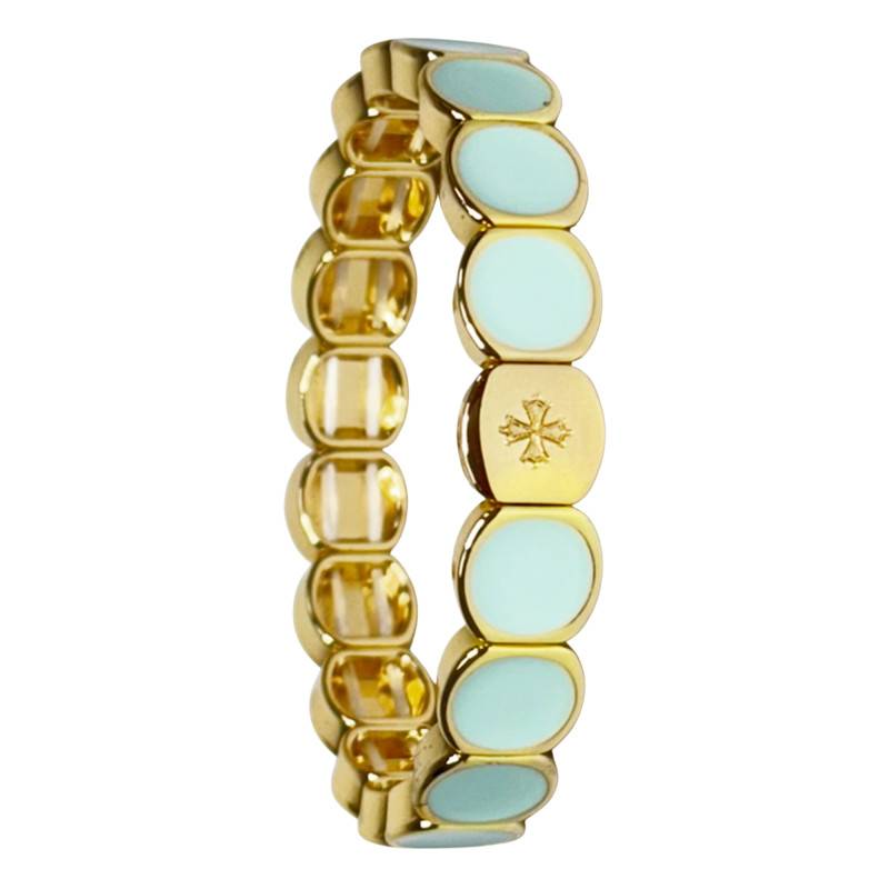 Azure Blue Enamel & Metal Bracelet, 19.50 cm Length - LSW3016 - Lauren Steven
