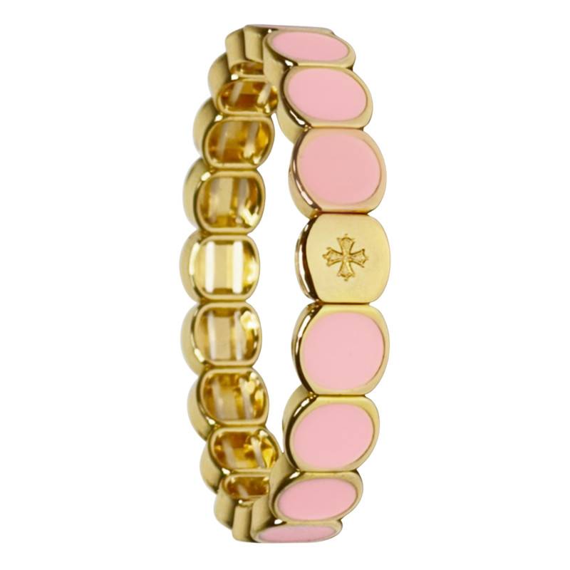 Metal & Powder Pink Enamel Bracelet, Length 19.50 cm - LSW3017 - Lauren Steven