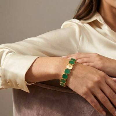 Bracelet en Métal & Émail Vert, Longueur 19,50 cm - LSW3024 - Lauren Steven