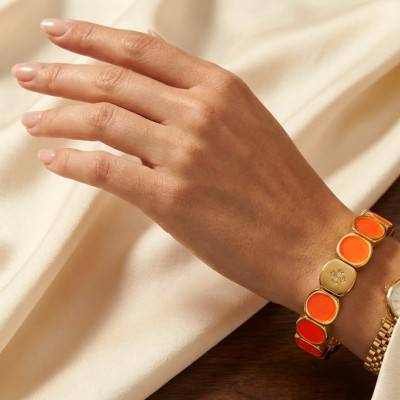 Orange Enamel & Metal Bracelet, Length 19.50 cm - LSW3012 - Lauren Steven