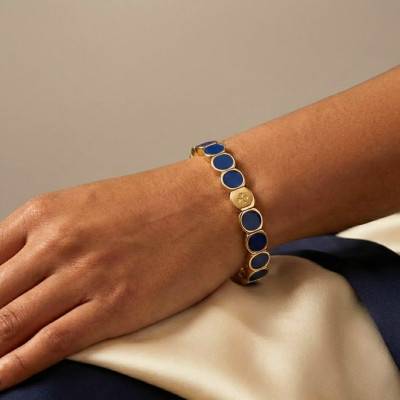 Navy Blue Metal & Enamel Bracelet, Length 19.50 cm - LSW3005 - Lauren Steven