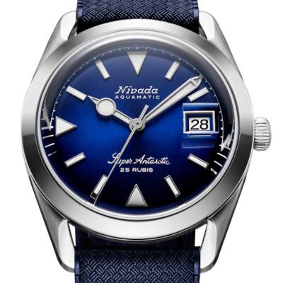 Super Antarctic Blue Automatic Date Watch 32076A - Nivada Grenchen