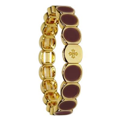Metal & Chocolate Brown Enamel Bracelet, 19.50 cm Length - LSW3029 - Lauren Steven