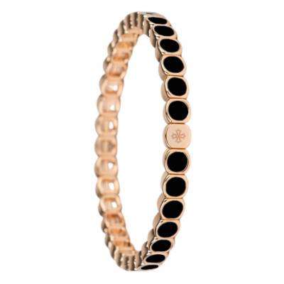 Thin Metal & Black Enamel Bracelet, 19.50 cm Length - LSW4006 - Lauren Steven