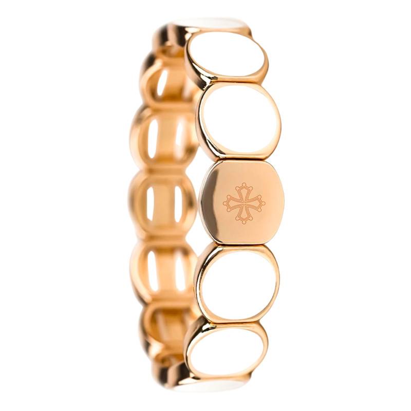 Wide Metal & White Enamel Bracelet, Length 19.50 cm - LSW5001 - Lauren Steven