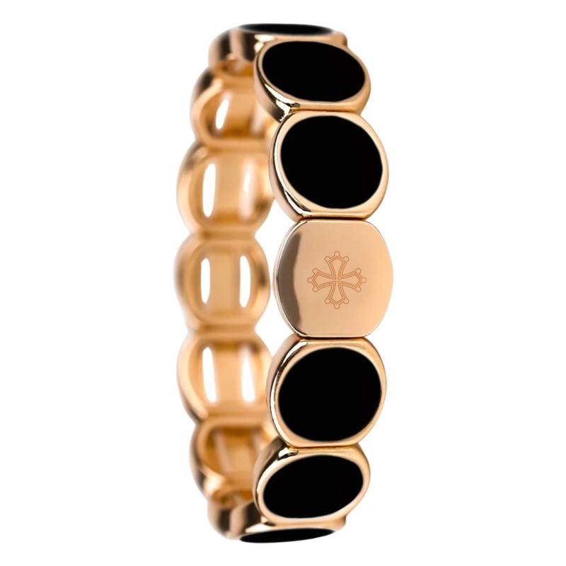 Wide Metal & Black Enamel Bracelet, Length 19.50 cm - LSW5006 - Lauren Steven