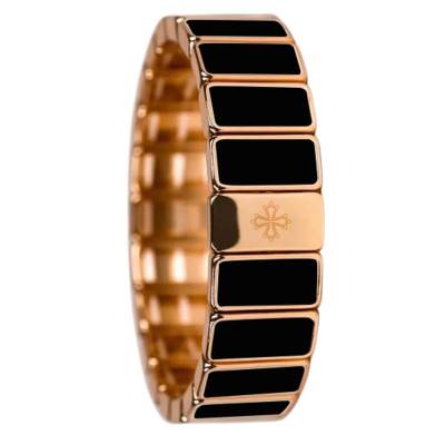 Bracelet Rectangle en Métal & Émail Noir, Longueur 19,50 cm - LSW6006 - Lauren Steven