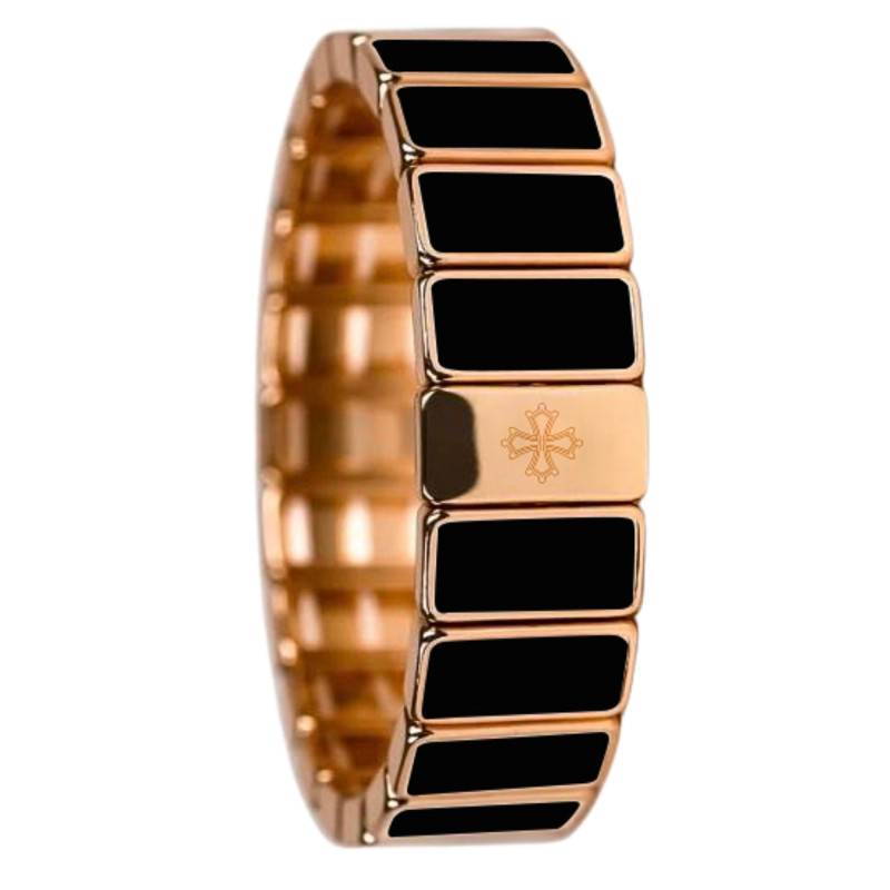 Rectangle Metal & Black Enamel Bracelet, Length 19.50 cm - LSW6006 - Lauren Steven