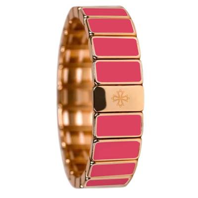 Bracelet Rectangle en Métal & Émail Rouge Pastèque, Longueur 19,50 cm - LSW6007 - Lauren Steven