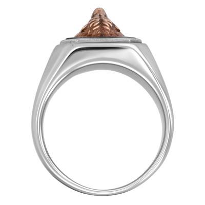 925/1000 Silver, Steel & Bronze King Signet Ring - Thomas V