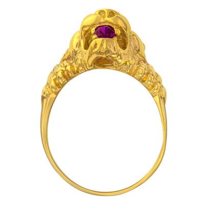 Chevalière Tête de Lion en Or Jaune 375 & Rubis de Synthèse - Imperium