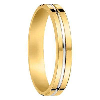 Two-Tone 375 or 750 Yellow Gold Standard Wedding Ring, Width 3.50 mm - Fair'Belle