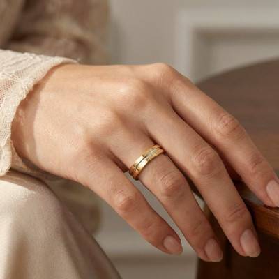 Two-Tone 375 or 750 Yellow Gold Standard Wedding Ring, Width 3.50 mm - Fair'Belle