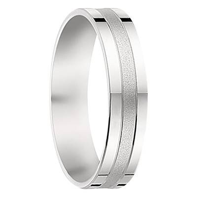 Alliance Ruban Standard à Bande Sablée en Or Blanc 375 ou 750, Largeur 5 mm - Fair'Belle