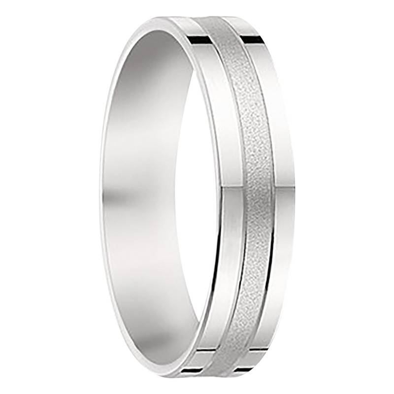 White Gold Standard Ribbon Wedding Ring with Matte Band 375 or 750, Width 5 mm - Fair'Belle