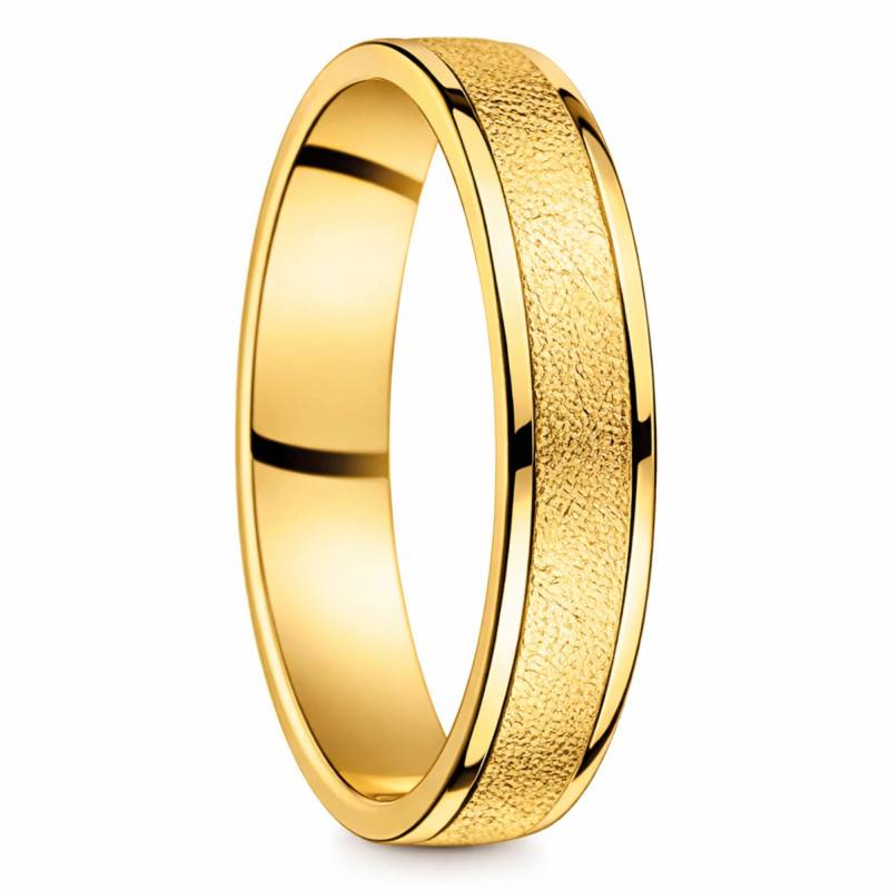Yellow Gold Frosted Comfort Ribbon Wedding Ring 375 or 750, Width 5 mm - Fair'Belle