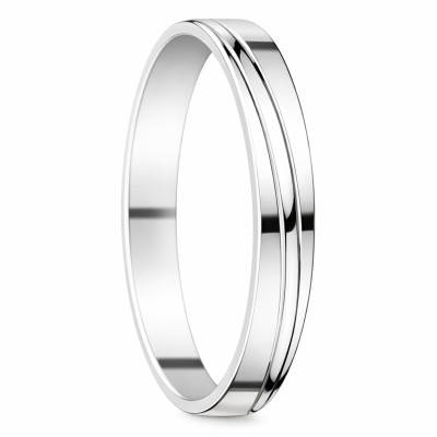 White Gold 375/1000 or 750/1000 Aude Ribbon Standard Wedding Ring 3mm - Fair'Belle