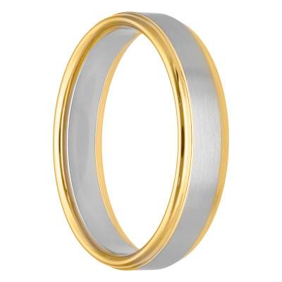Two-Gold Layered Comfort Ribbon Wedding Ring 375 or 750, Width 5 mm - Fair'Belle