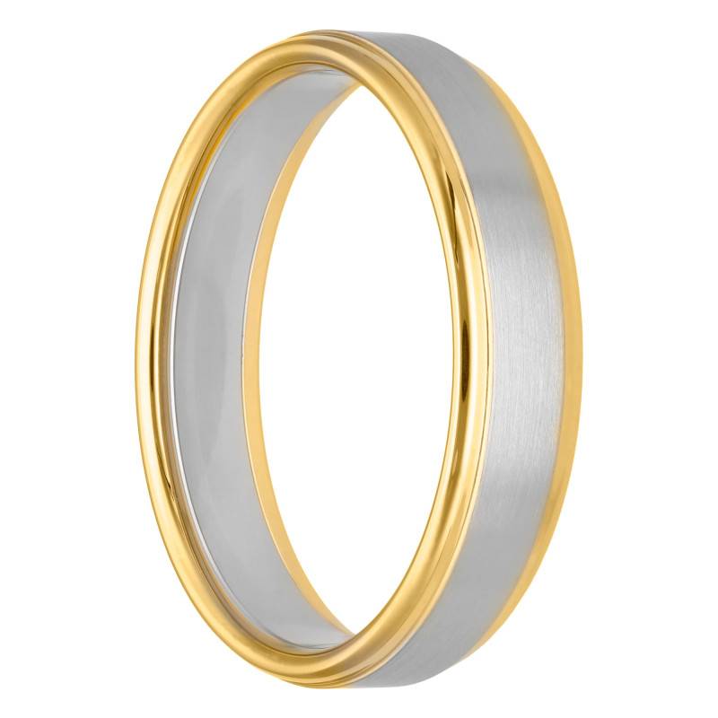 Two-Gold Layered Comfort Ribbon Wedding Ring 375 or 750, Width 5 mm - Fair'Belle