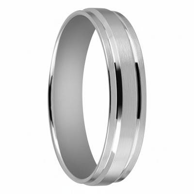 White Gold Comfort-Fit Stacked Wedding Ring 375 or 750, Width 5 mm - Fair'Belle