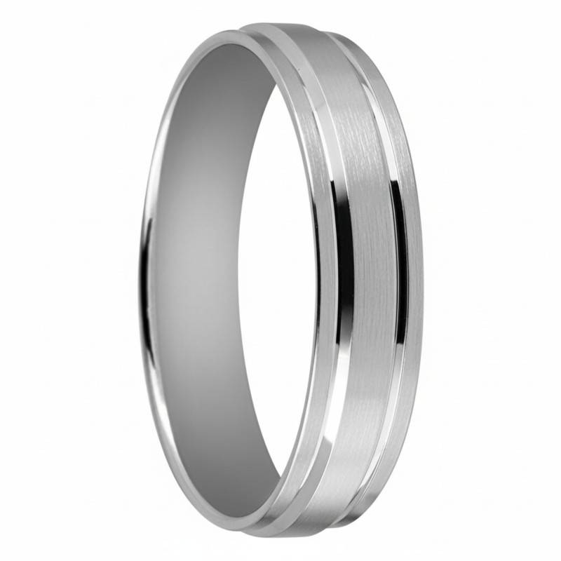 White Gold Comfort-Fit Stacked Wedding Ring 375 or 750, Width 5 mm - Fair'Belle