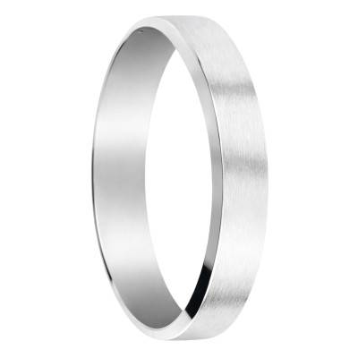 White Gold 375/1000 or 750/1000 Beveled Brushed Comfort Ribbon Wedding Ring 4.50 mm - Fair'Belle