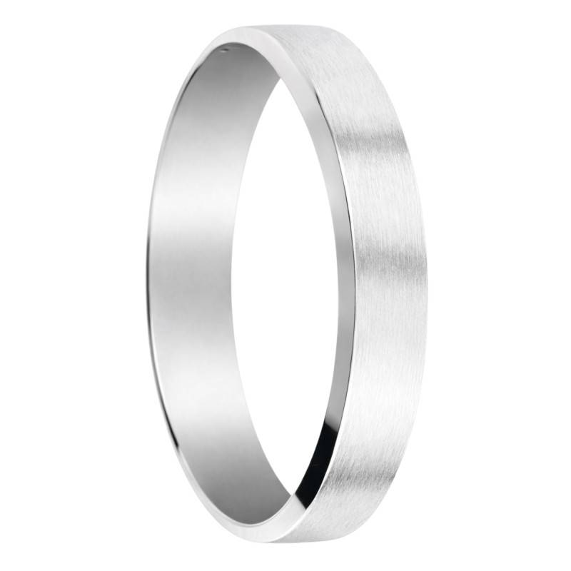 White Gold 375/1000 or 750/1000 Beveled Brushed Comfort Ribbon Wedding Ring 4.50 mm - Fair'Belle