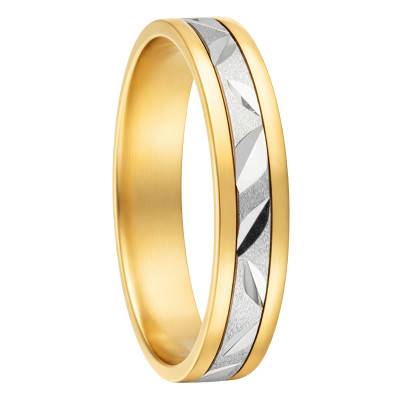Two-Gold Standard Matte Chiseled Wedding Ring 375 or 750, Width 4 mm - Fair'Belle