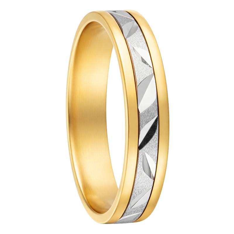 Two-Gold Standard Matte Chiseled Wedding Ring 375 or 750, Width 4 mm - Fair'Belle