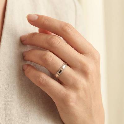 Concave Standard Polished & Diamond-Cut 375/1000 or 750/1000 Two-Tone Gold Wedding Ring, Width 3 mm - Fair'Belle