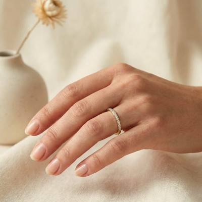 Two-Gold Semi-Domed Standard Wedding Ring 375 or 750 & Pyrite, Width 2.50 mm - Fair'Belle