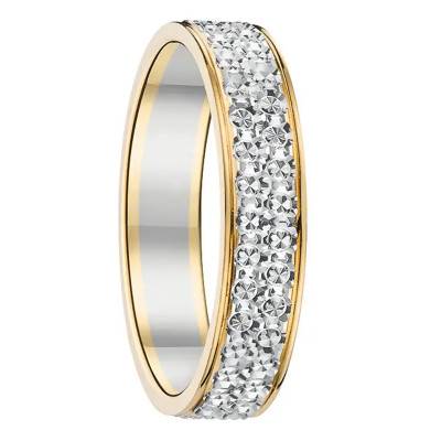 Two-Gold Standard Ribbon Love Wide Diamond-Cut Rail Wedding Ring 375 or 750, Width 4 mm - Fair'Belle
