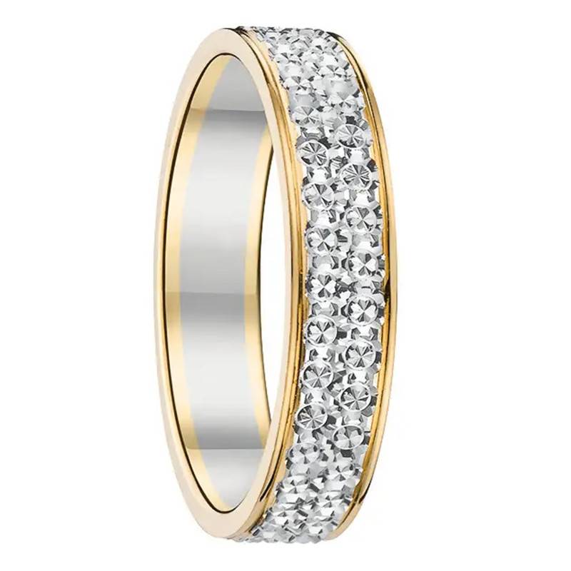 Two-Gold Standard Ribbon Love Wide Diamond-Cut Rail Wedding Ring 375 or 750, Width 4 mm - Fair'Belle