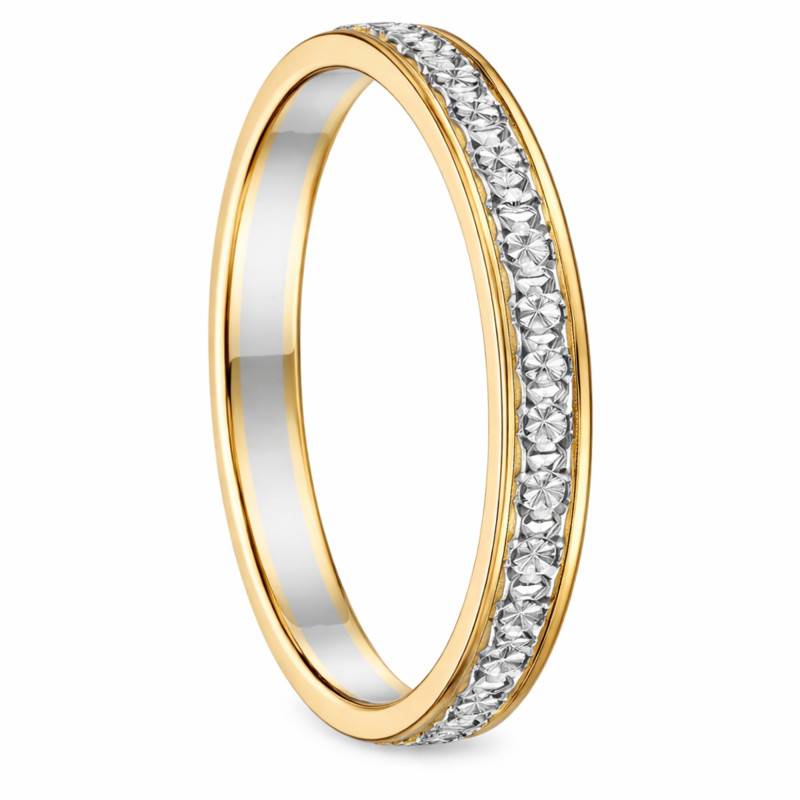 Amour Diamond-Cut 375/1000 or 750/1000 Two-Tone Gold Wedding Ring, Width 2.5 mm - Fair'Belle