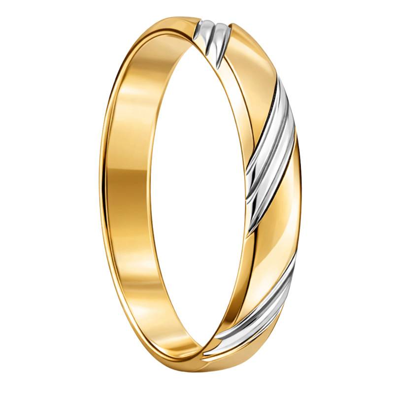 Half-Domed Standard Grooved 375 or 750 Yellow Gold Wedding Ring, 4 mm Width - Fair'Belle