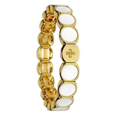 Bracelet en Métal & Émail Blanc, Longueur 19,50 cm - LSW3019 - Lauren Steven