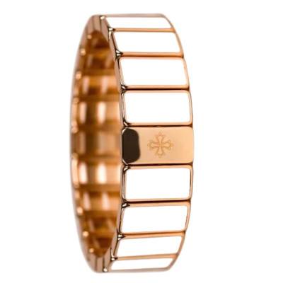 Bracelet Rectangle en Métal & Émail Blanc, Longueur 19,50 cm - LSW6001 - Lauren Steven