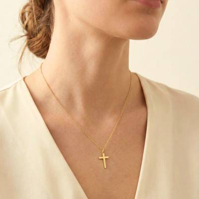 375/1000 Yellow Gold Christ Cross Pendant, Dimensions 10 x 15.50 mm - Emanessence