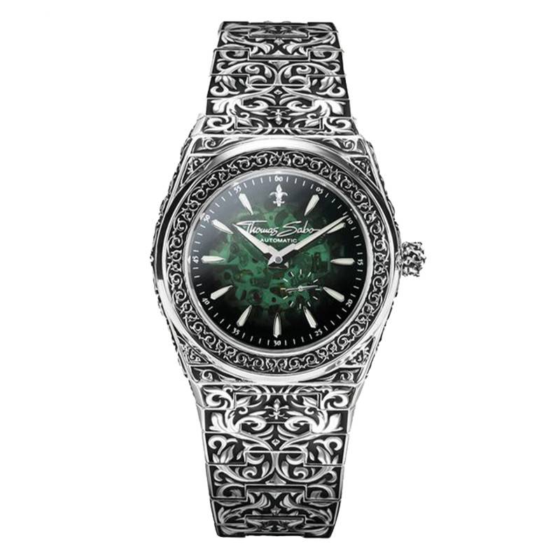 Montre Rebel at Heart Revive Automatique 42mm Acier inoxydable vert foncé Argent WA0448-201-211 - Thomas Sabo