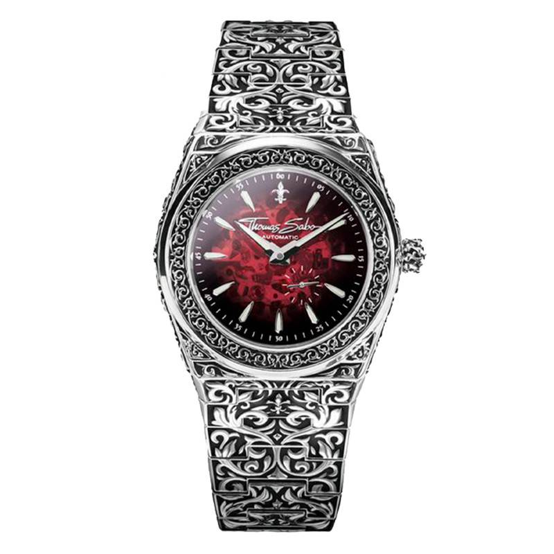 Rebel at Heart Revive Automatic 42mm Red Silver Stainless Steel Watch WA0449-201-212 - Thomas Sabo