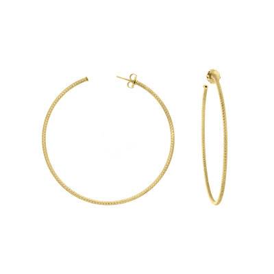 Boucles d'Oreilles Créoles Diamantées en Argent 925 Doré, Diamètre de 25 mm à 45 mm - Orus Bijoux