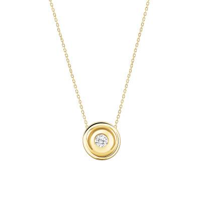 Lab-Grown Diamond Bezel-Set Necklace 0.05 ct in 375 or 750 Yellow Gold - Ocarat