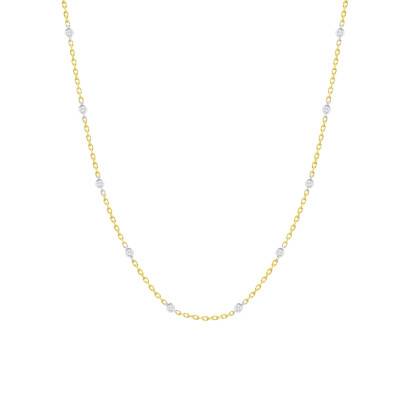 Collier Maille Alternée, Diamants de Synthèse 0,51 ct en 2 Ors 375 ou 750, Longueur 40 à 42 cm - Ocarat